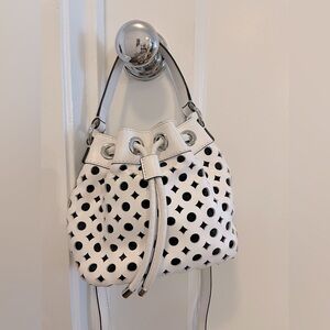 Milly White Leather Mini Sac with Silver Hardware